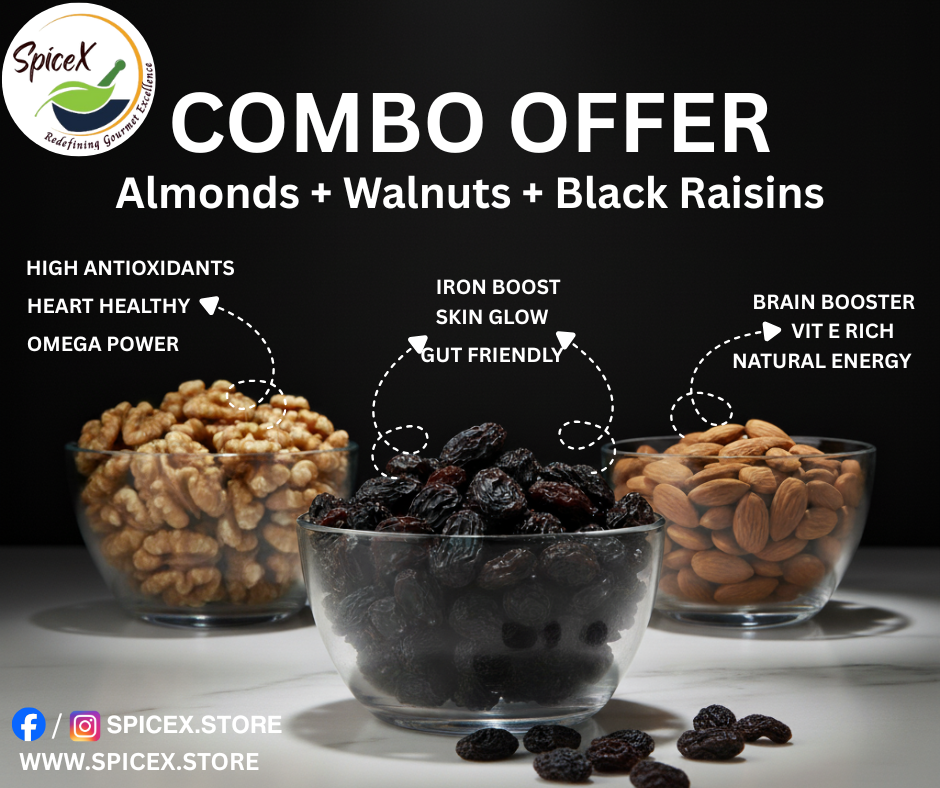 Premium Dry Fruits Power Trio – Almonds, Walnuts & Black Raisins